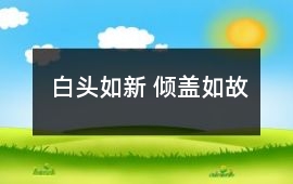 白頭如新 傾蓋如故