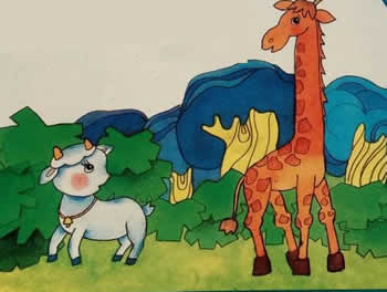 長頸鹿和山羊